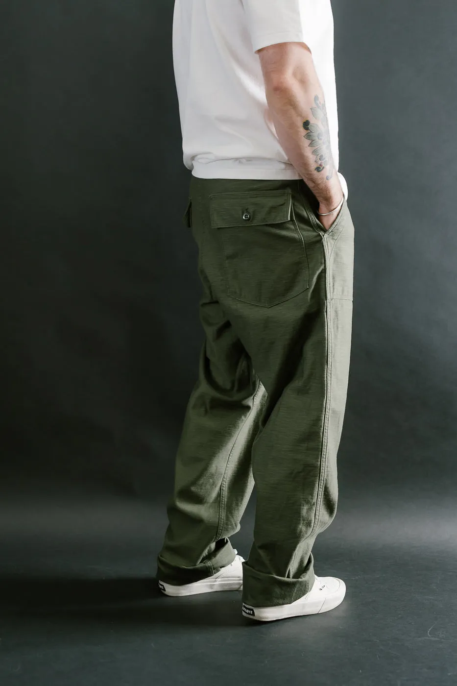 01-V5002-77 - Fatigue Pants Reverse Sateen - Vintage Fit - Dark Olive