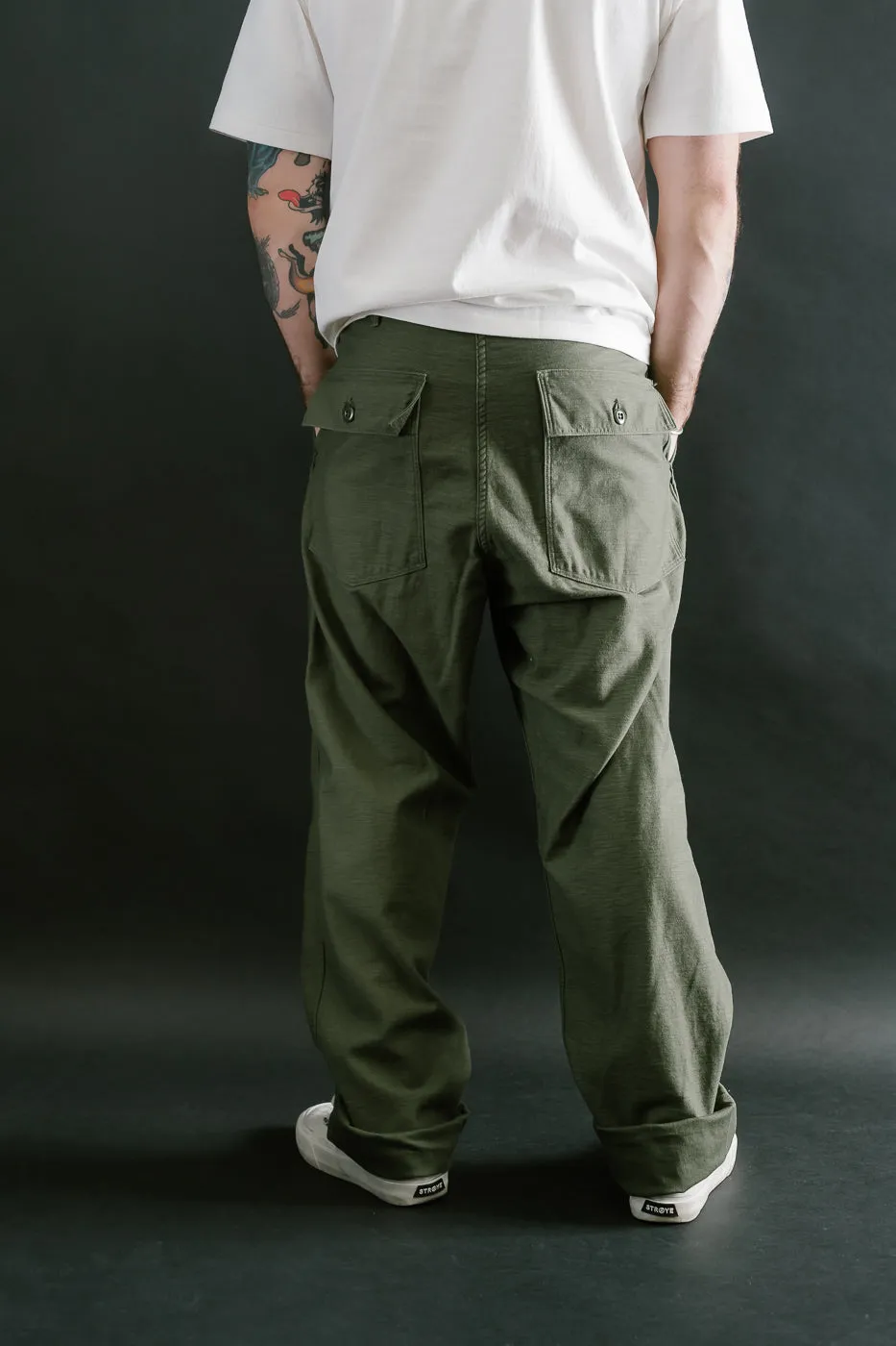 01-V5002-77 - Fatigue Pants Reverse Sateen - Vintage Fit - Dark Olive