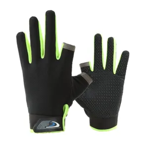 1 Pair QX0008 Outdoor Sunscreen Non-Slip Exposed Two-Finger Fishing Gloves, Size: Free Size(Fluorescent Green)