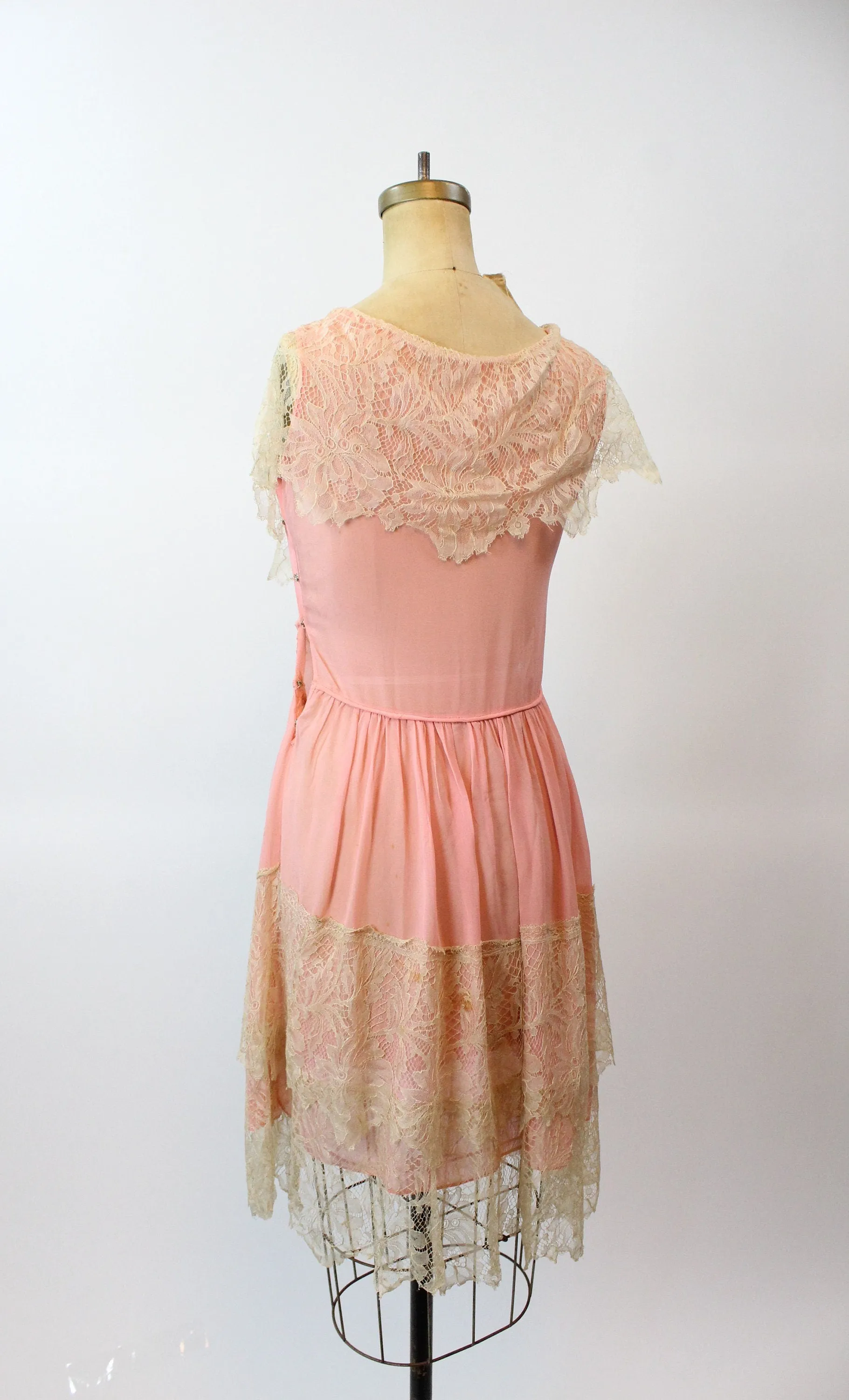 1920s MINT and pink silk LACE dress xs  | new spring summer