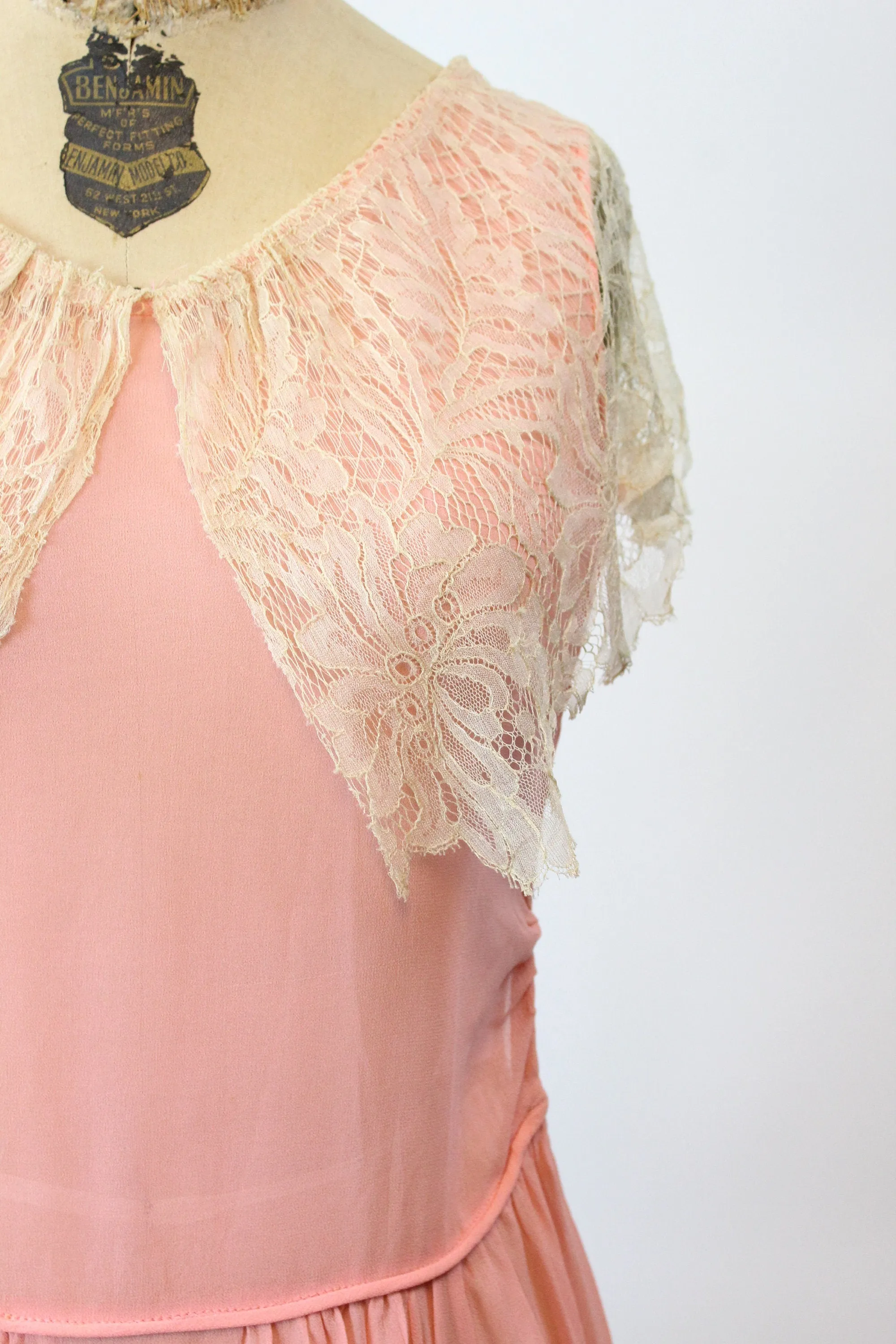 1920s MINT and pink silk LACE dress xs  | new spring summer