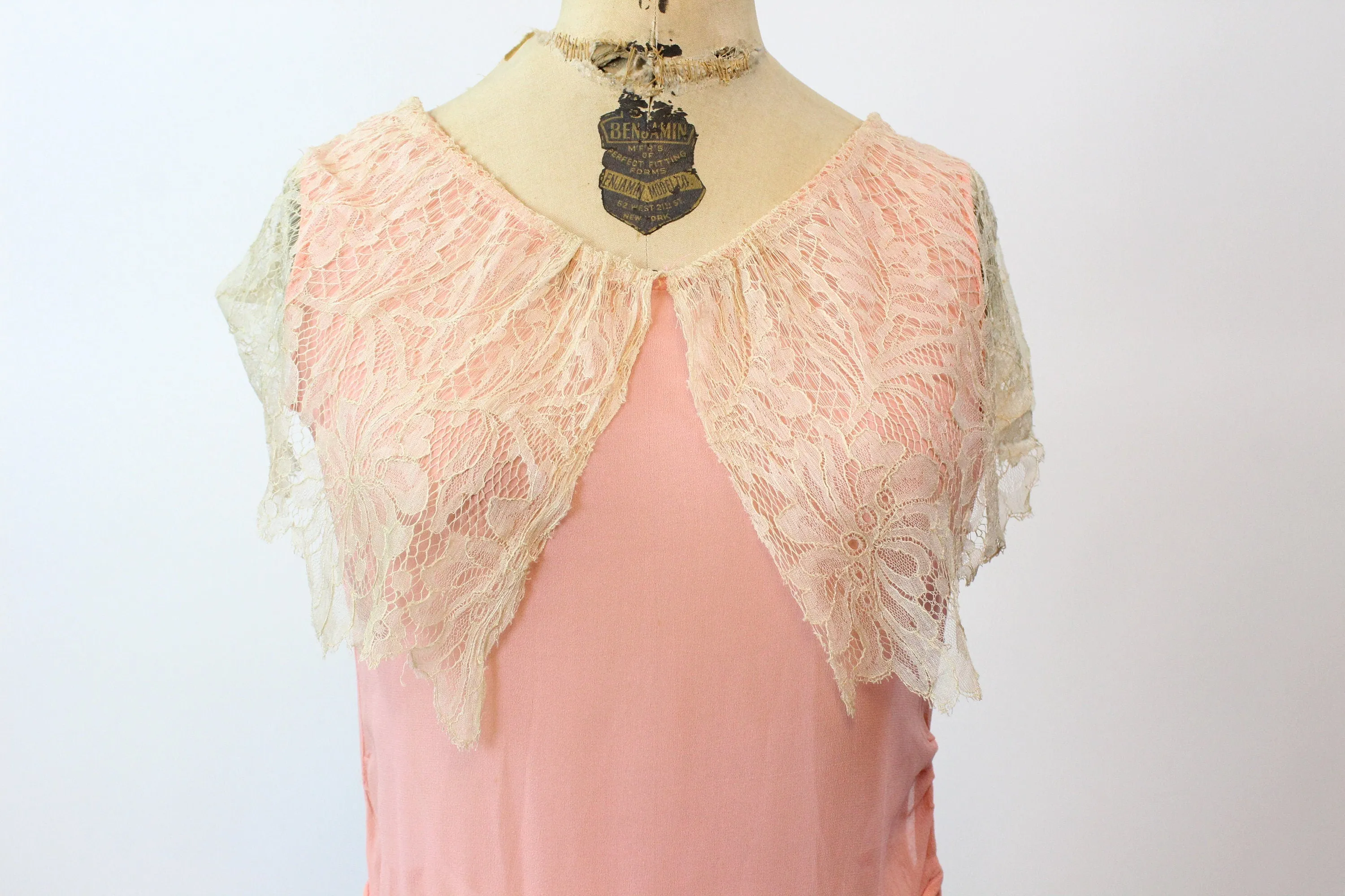 1920s MINT and pink silk LACE dress xs  | new spring summer