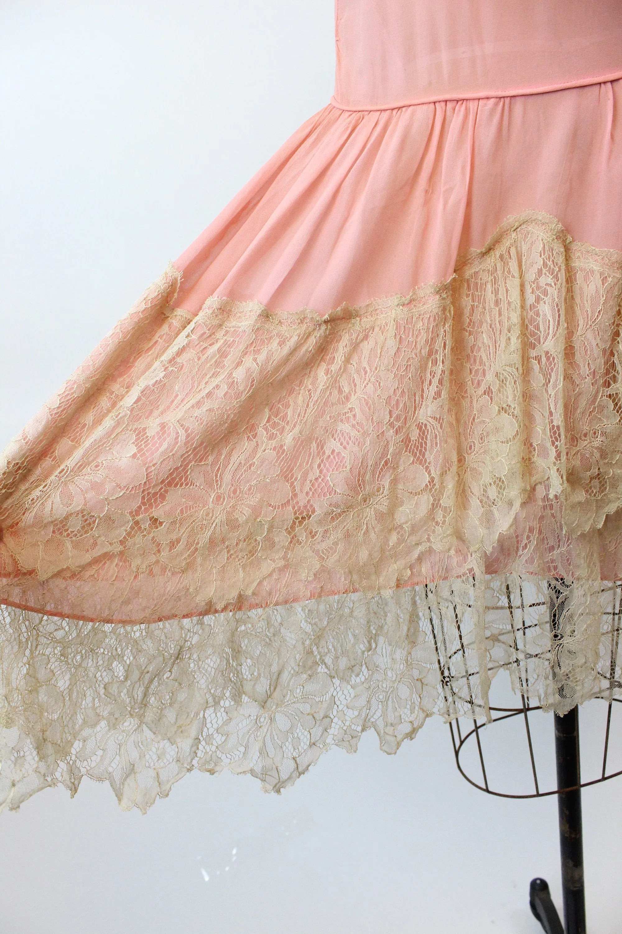 1920s MINT and pink silk LACE dress xs  | new spring summer