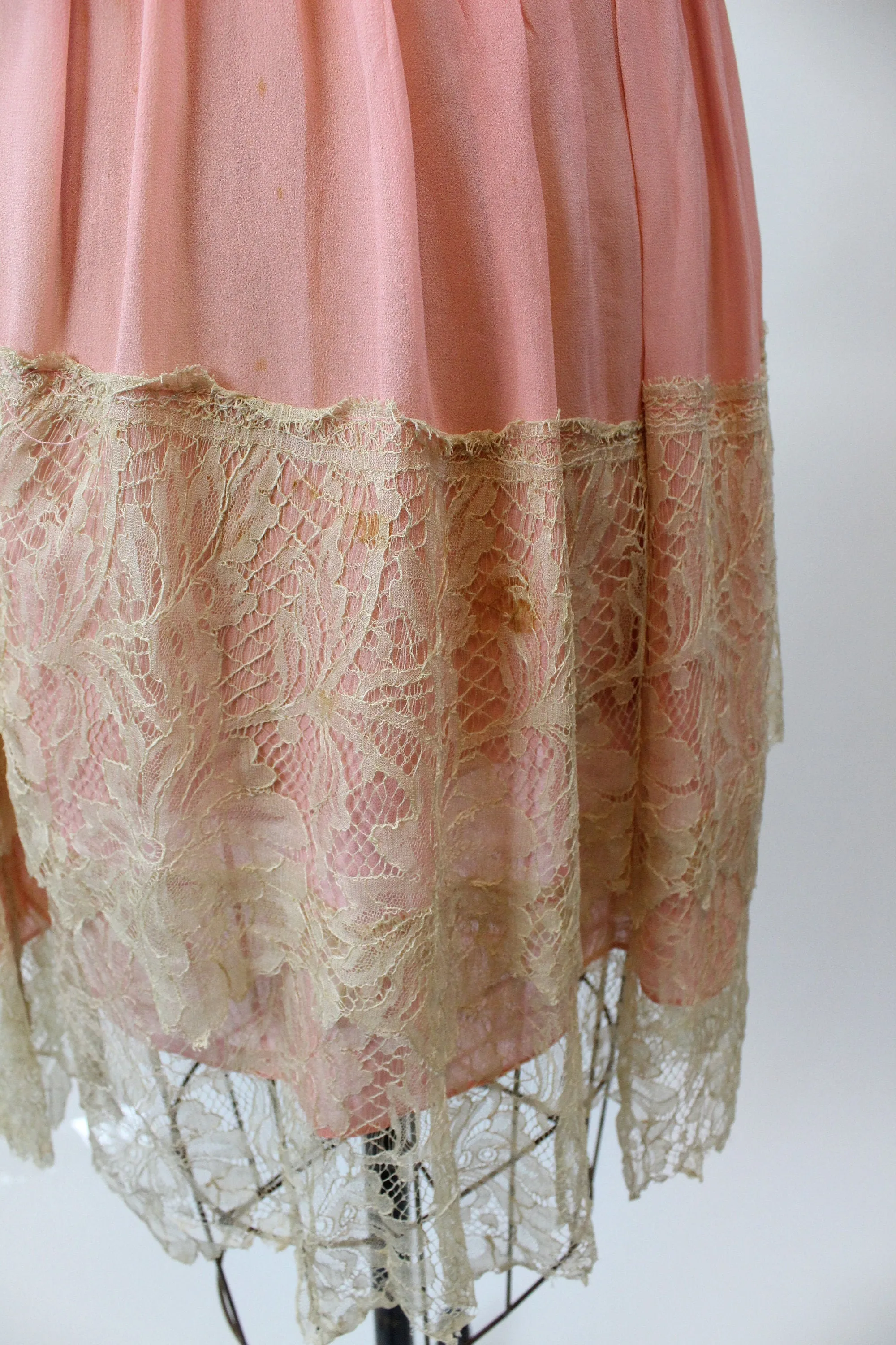 1920s MINT and pink silk LACE dress xs  | new spring summer