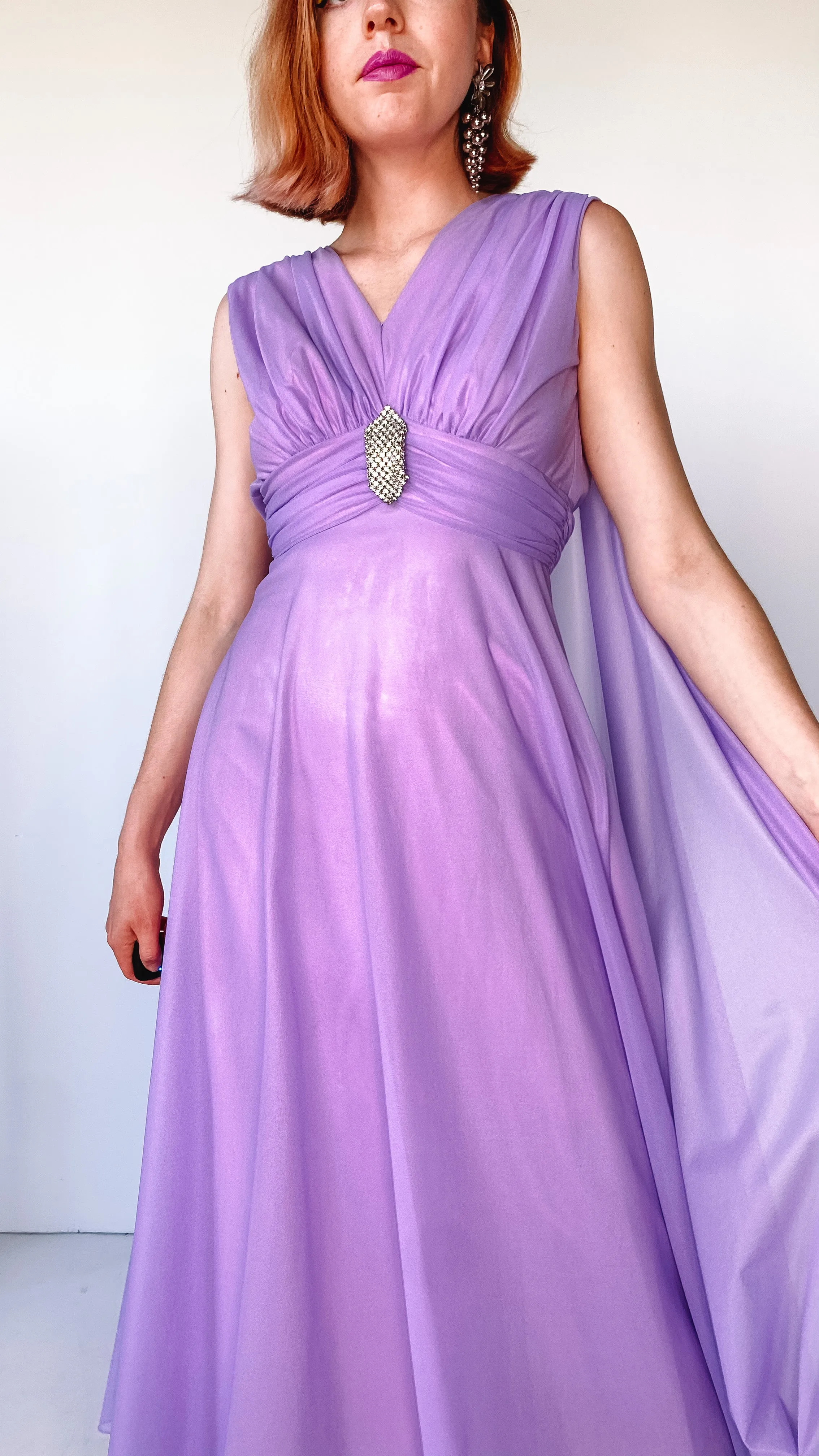 1960s Lavender Wishes Gown and Glove Set, sz. XS