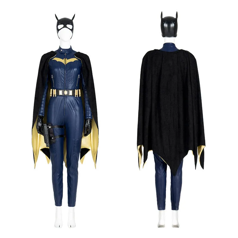 2022 Batgirl Cosplay Costume Superhero Barbara Gordon Blue Jumpsuit Battle Suit With Cape