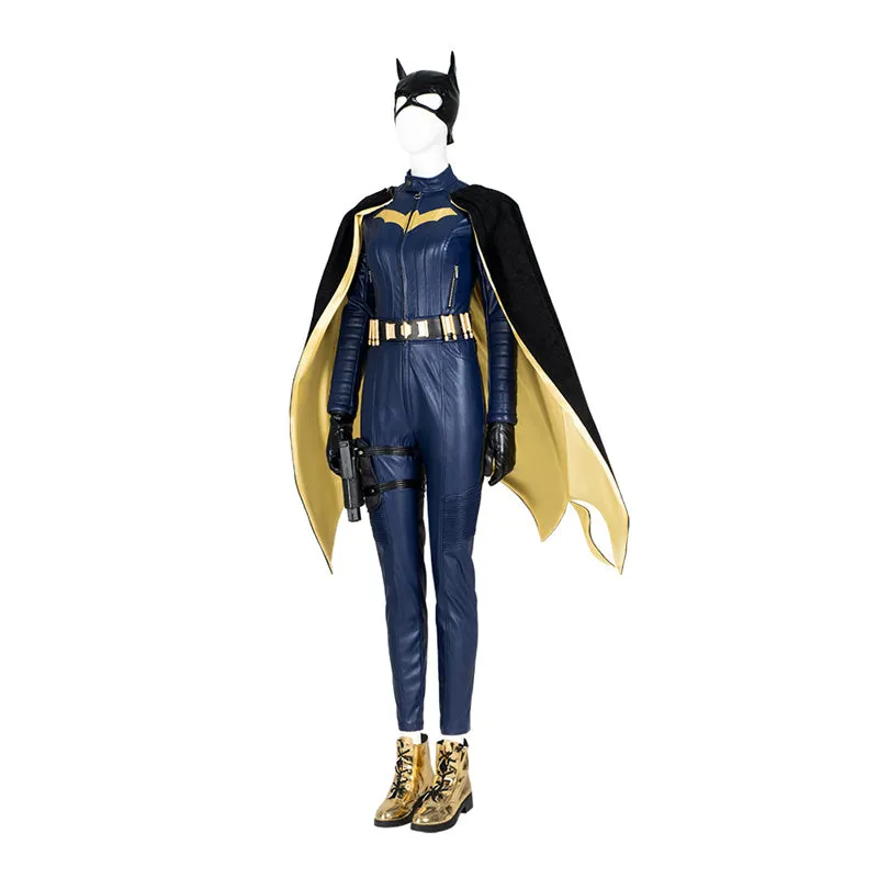 2022 Batgirl Cosplay Costume Superhero Barbara Gordon Blue Jumpsuit Battle Suit With Cape