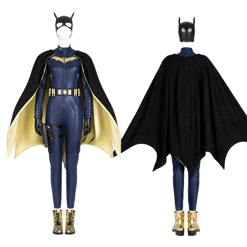 2022 Batgirl Cosplay Costume Superhero Barbara Gordon Blue Jumpsuit Battle Suit With Cape