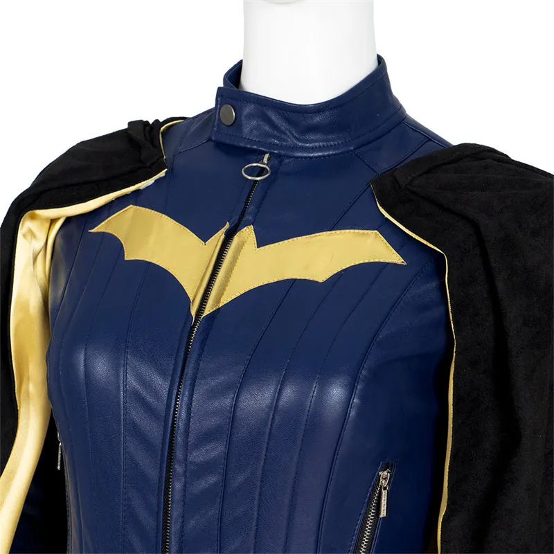 2022 Batgirl Cosplay Costume Superhero Barbara Gordon Blue Jumpsuit Battle Suit With Cape