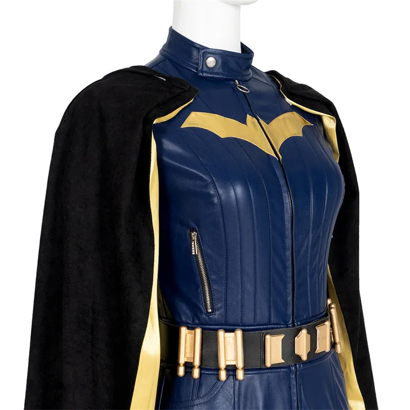 2022 Batgirl Cosplay Costume Superhero Barbara Gordon Blue Jumpsuit Battle Suit With Cape