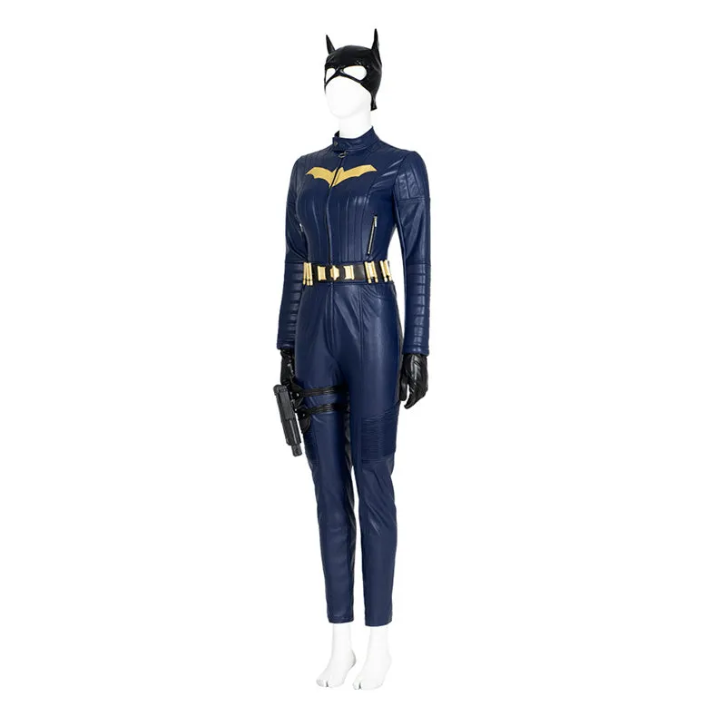 2022 Batgirl Cosplay Costume Superhero Barbara Gordon Blue Jumpsuit Battle Suit With Cape