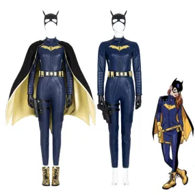 2022 Batgirl Cosplay Costume Superhero Barbara Gordon Blue Jumpsuit Battle Suit With Cape