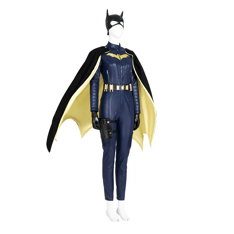 2022 Batgirl Cosplay Costume Superhero Barbara Gordon Blue Jumpsuit Battle Suit With Cape