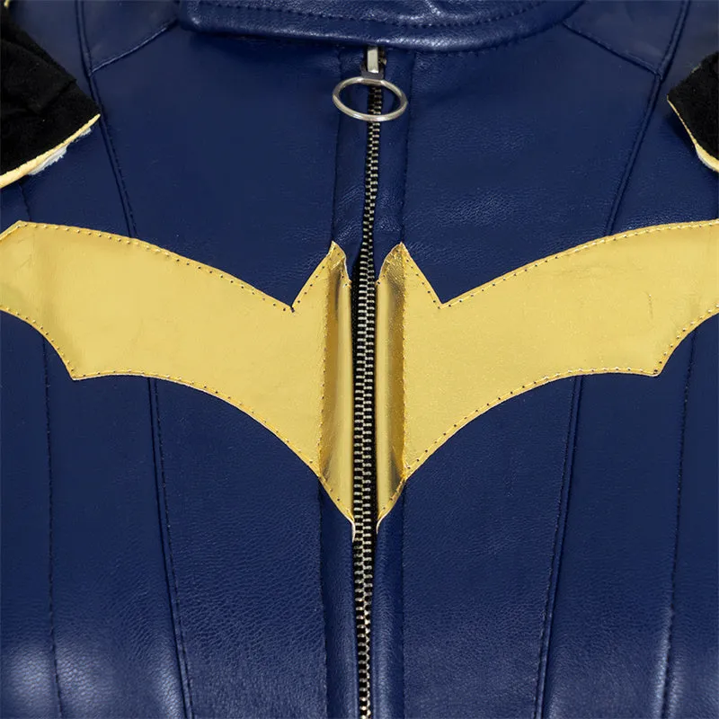 2022 Batgirl Cosplay Costume Superhero Barbara Gordon Blue Jumpsuit Battle Suit With Cape