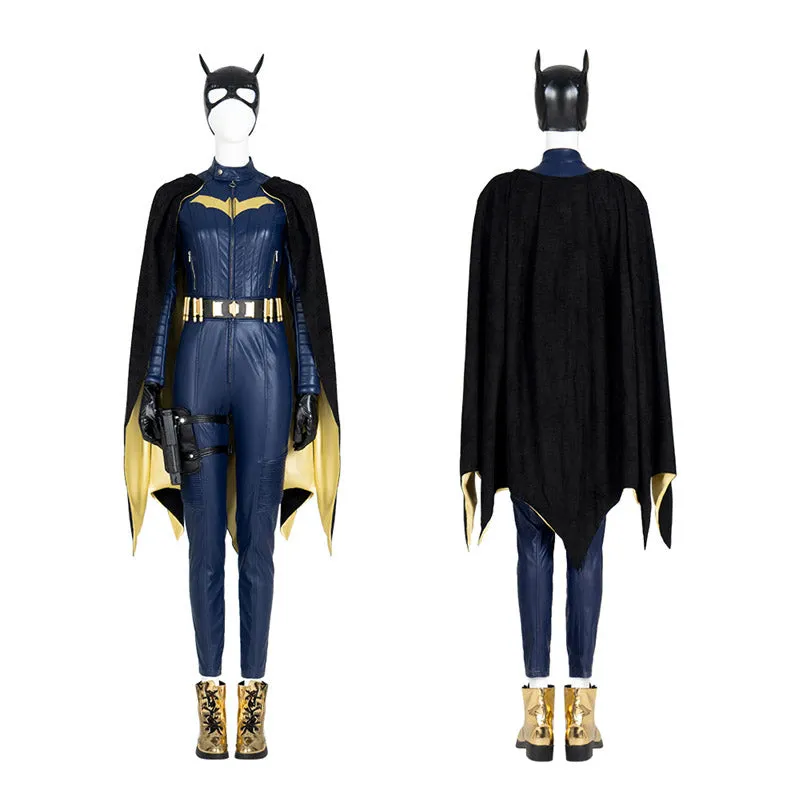 2022 Batgirl Cosplay Costume Superhero Barbara Gordon Blue Jumpsuit Battle Suit With Cape