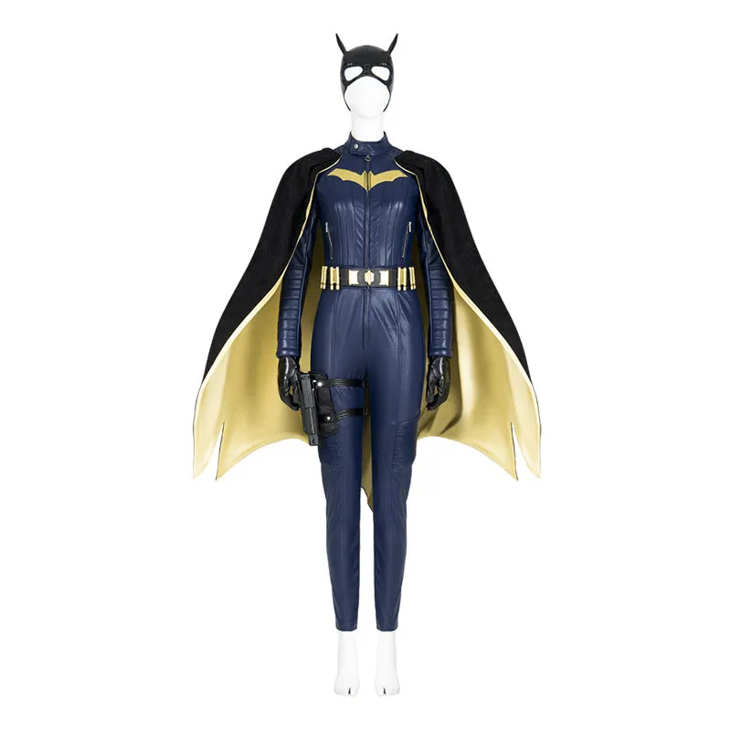 2022 Batgirl Cosplay Costume Superhero Barbara Gordon Blue Jumpsuit Battle Suit With Cape