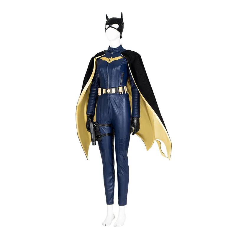 2022 Batgirl Cosplay Costume Superhero Barbara Gordon Blue Jumpsuit Battle Suit With Cape