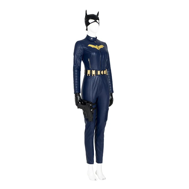 2022 Batgirl Cosplay Costume Superhero Barbara Gordon Blue Jumpsuit Battle Suit With Cape