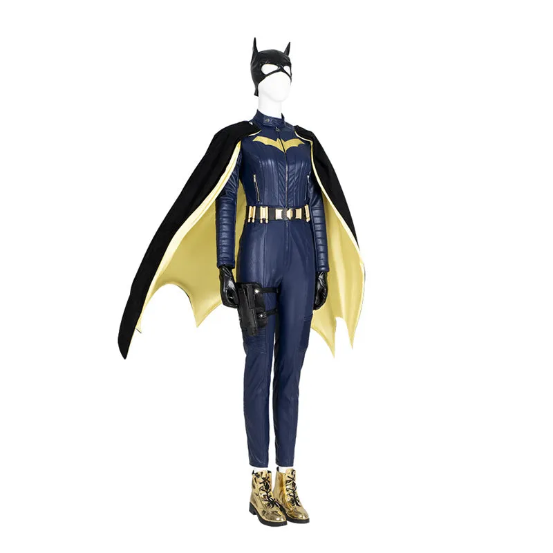 2022 Batgirl Cosplay Costume Superhero Barbara Gordon Blue Jumpsuit Battle Suit With Cape