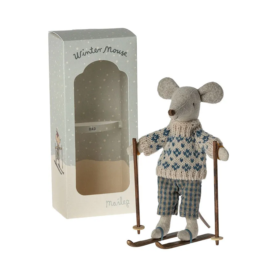 2023 Maileg Dad Winter Mouse with Ski Set