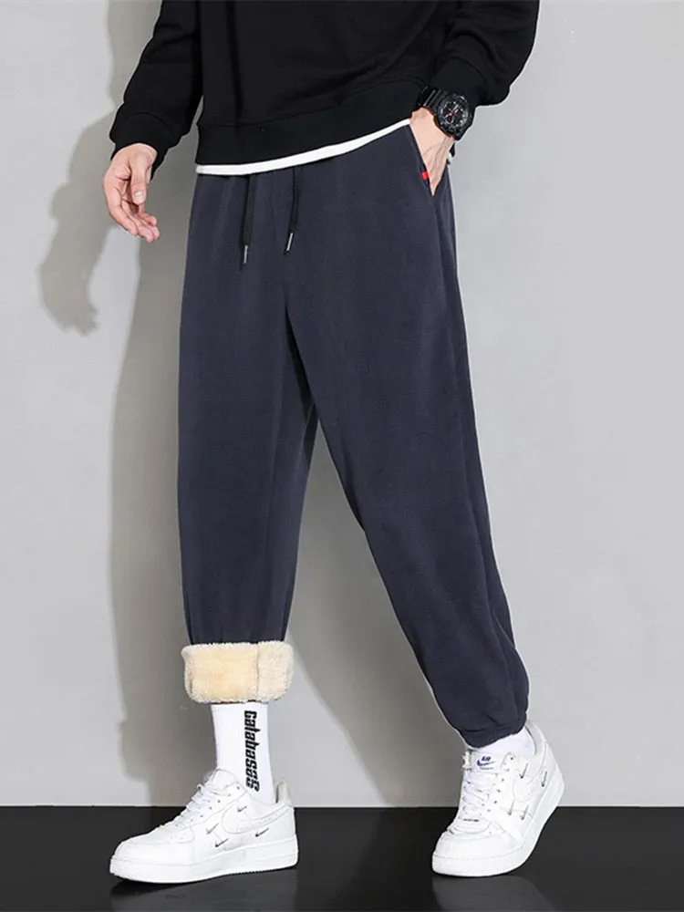 2023 Men's Winter Fleece Pants Casual Outdoor Men Solid Color