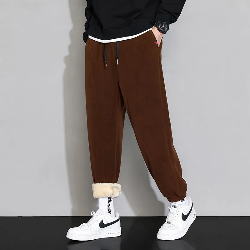 2023 Men's Winter Fleece Pants Casual Outdoor Men Solid Color