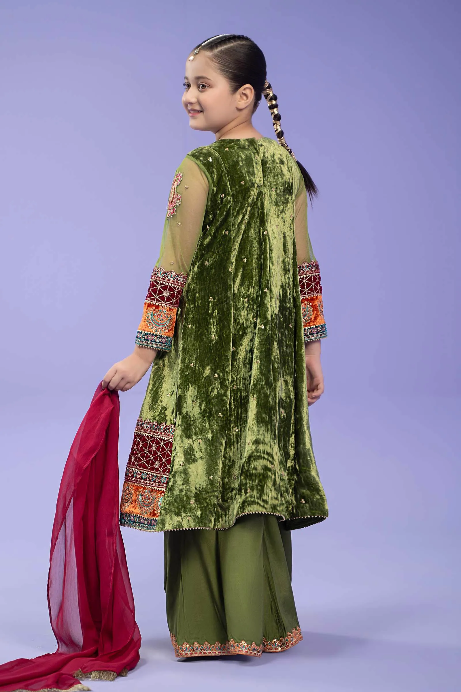 3 Piece Embroidered Velvet Suit | MKS-W24-15