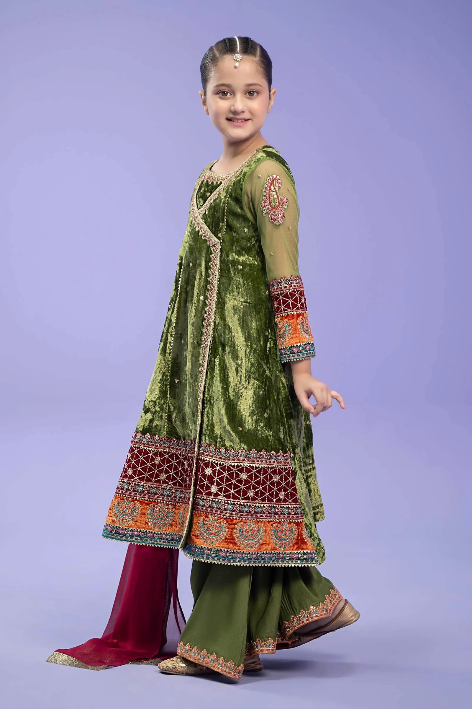 3 Piece Embroidered Velvet Suit | MKS-W24-15