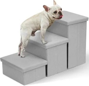 3 Tiers Non-Slip Pet Stairs with Storage Organizer