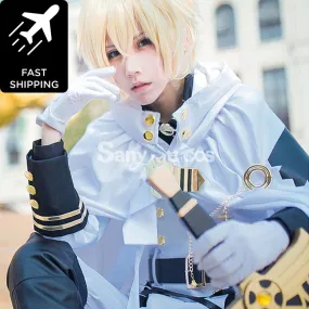 【48H To Ship】Anime Seraph Of The End/Owari no Seraph Mikaela Hyakuya Halloween White Suit Cosplay Costume