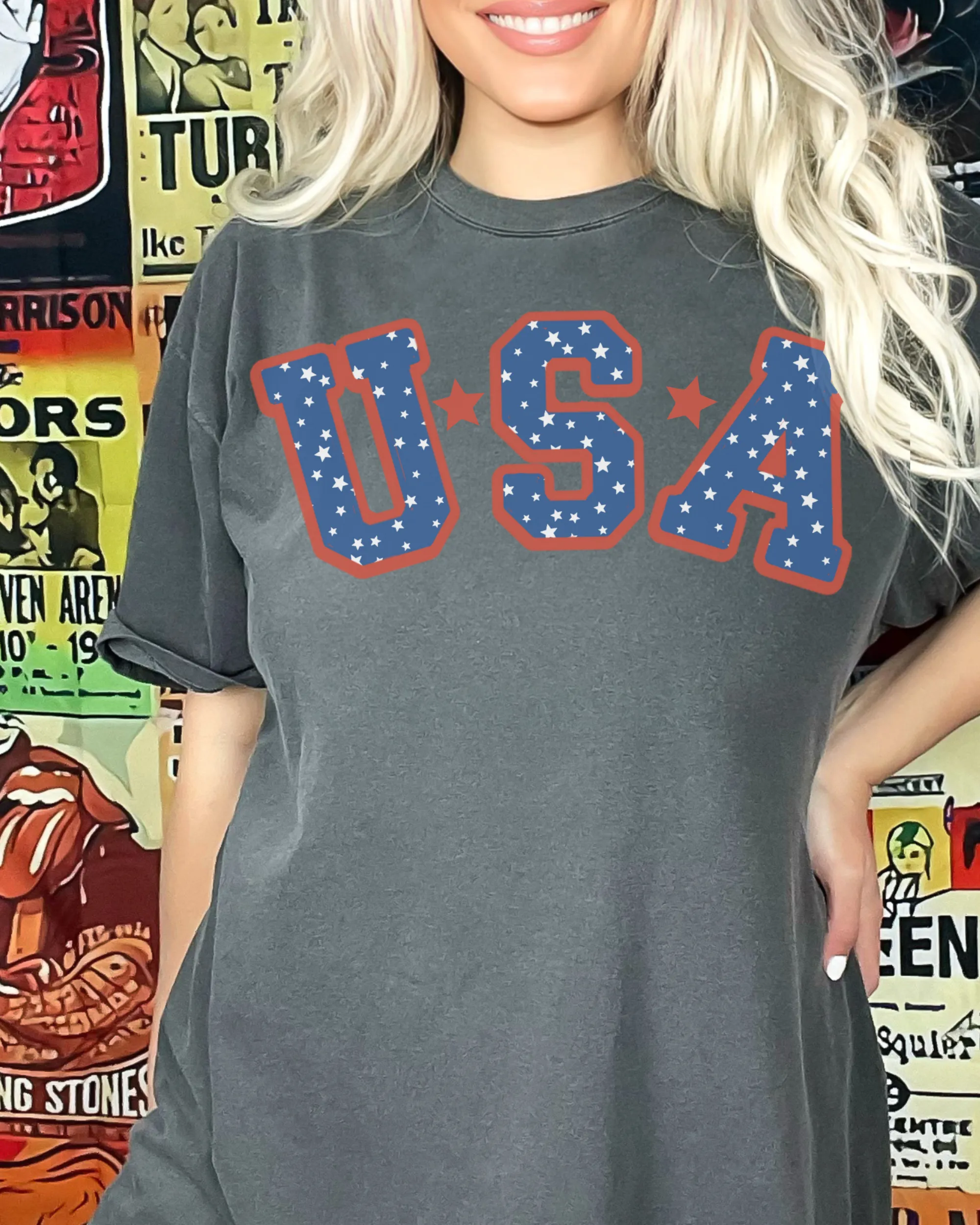 4th of July USA Comfort Colors® Shirt, Trendy 4th of July T-Shirt, Garment Dyed T-Shirt, Retro Inspired T-Shirt