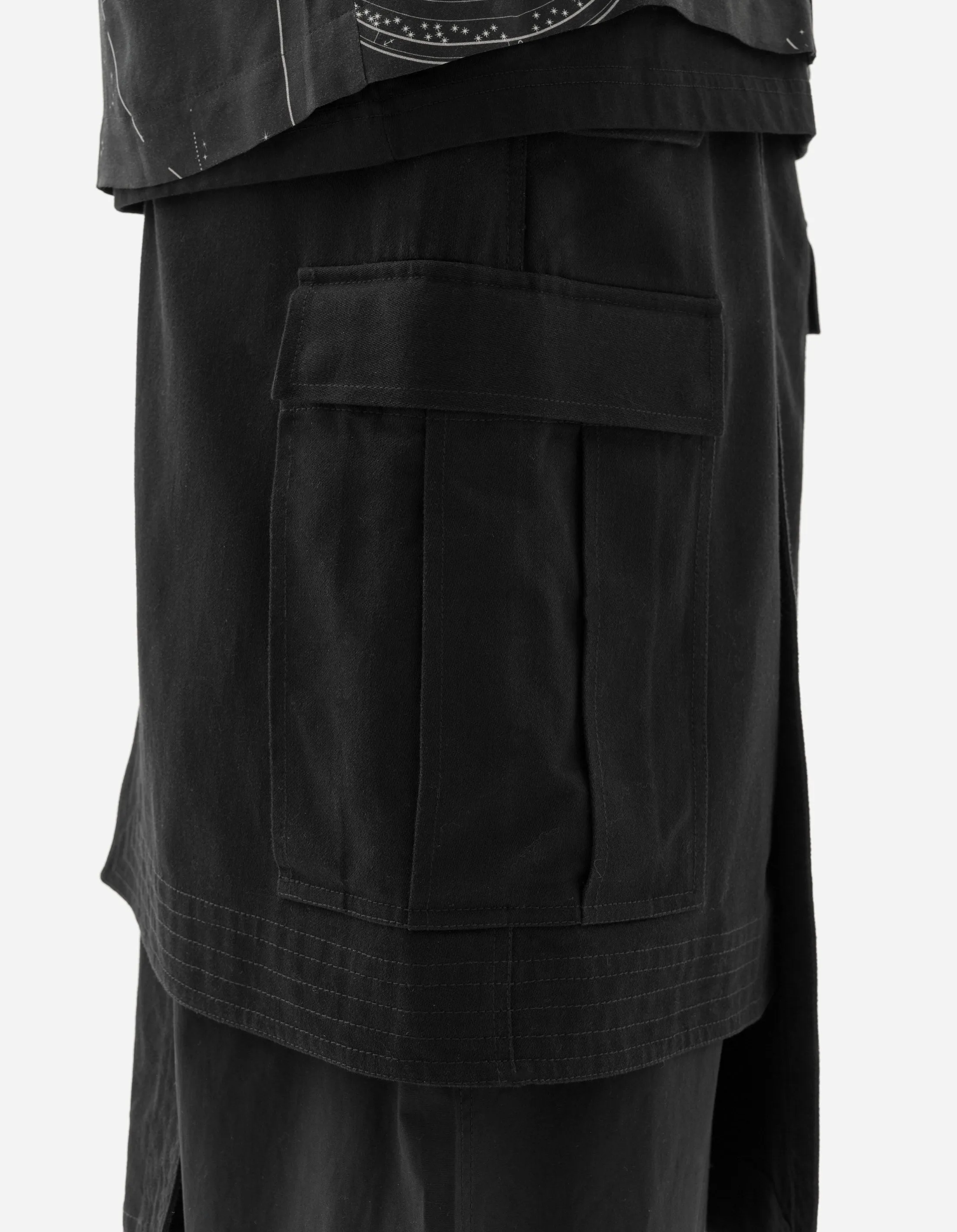 6027 Asym Hakama Cargo Track Pants Black