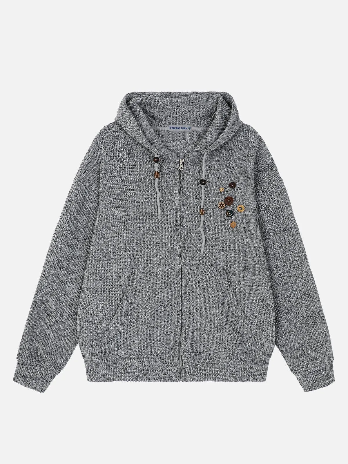 Aelfric Eden Button Decoration Zip Up Hoodie