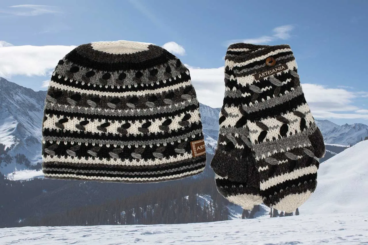 Alpaca Convertible Mittens and Hat Set