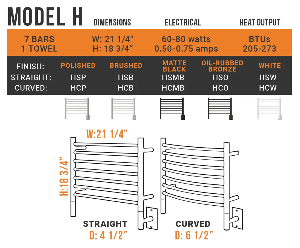 Amba - Jeeves Collection - Model H Straight Towel Warmer