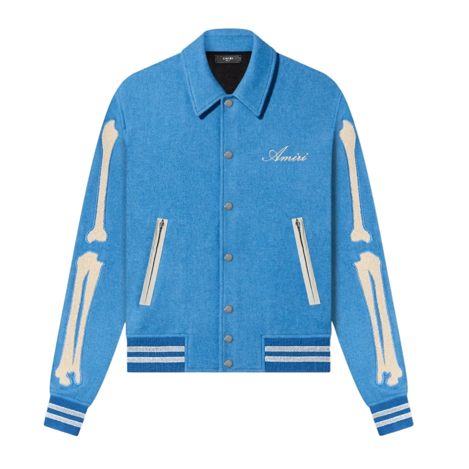 Amiri Bones Varsity Bomber Jacket Blue