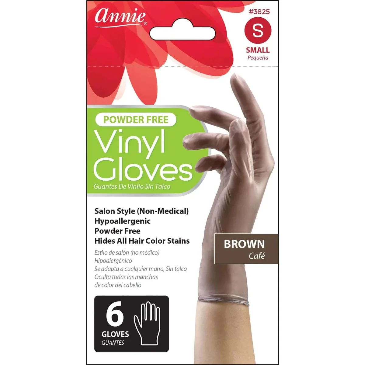 Annie 3836 Vinyl Gloves Med 6 ct