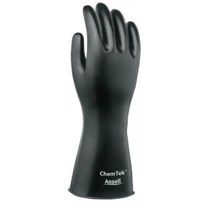 Ansell ChemTek Protective Gloves, Size 9, Black, 38-514-9