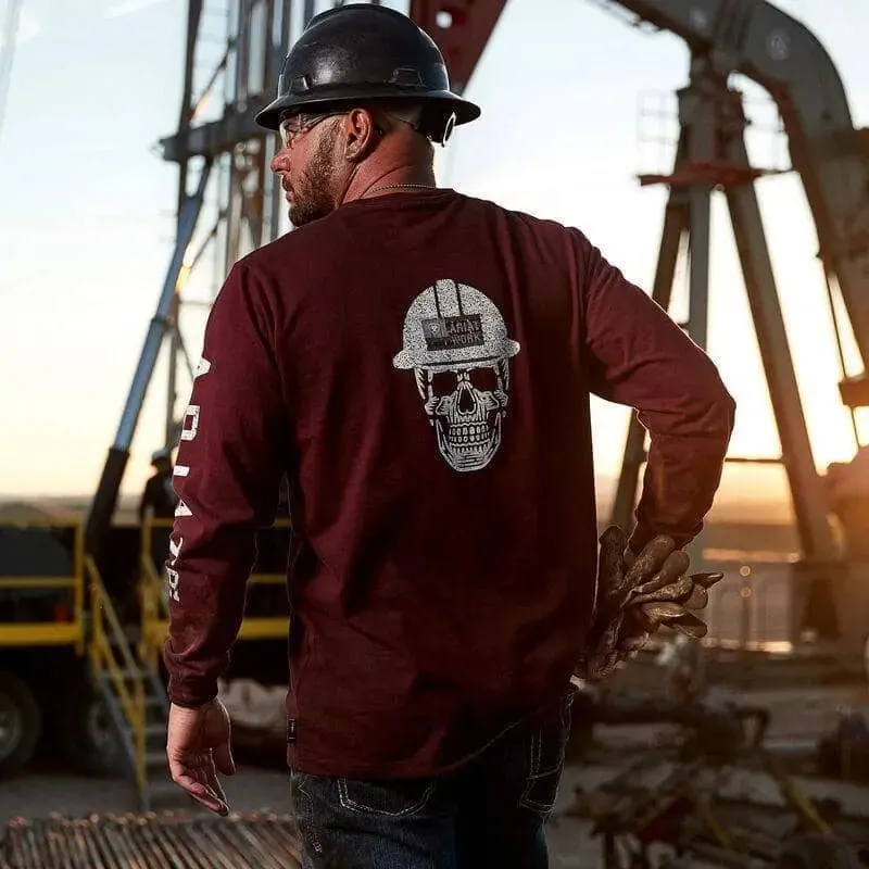 ARIAT - FR Roughneck Skull Logo T-Shirt, Malbec