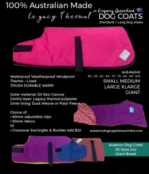 Australian Made Dog Coats Thermal lined waterproof heavy duty Oilskin