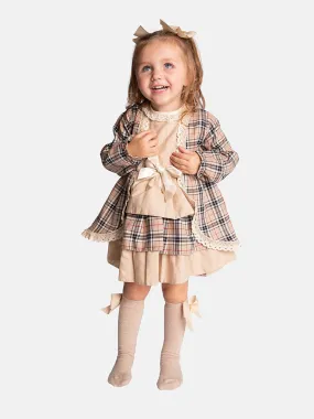 Baby Girl Alice Collection Tartan Dress - Beige