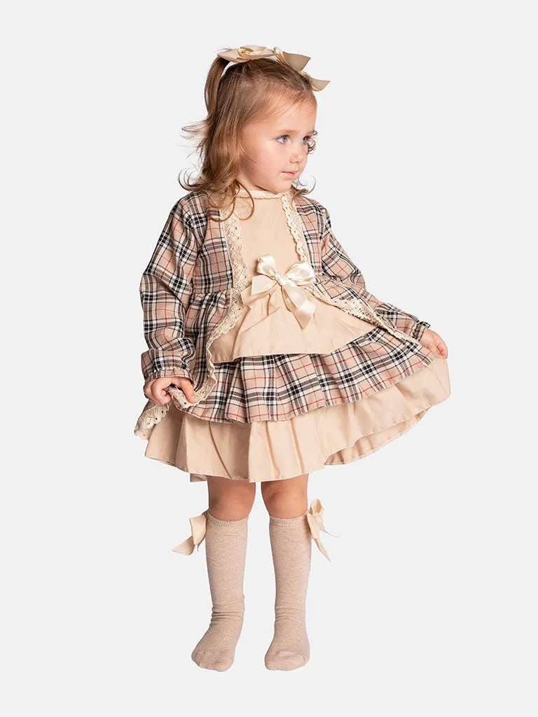 Baby Girl Alice Collection Tartan Dress - Beige