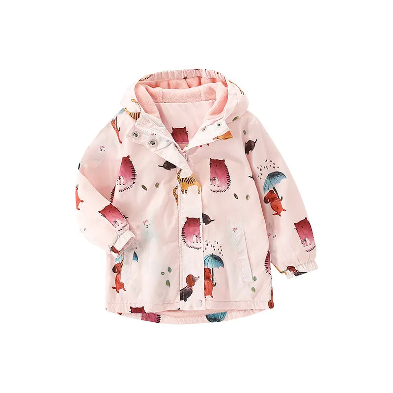 Baby Girl Cartoon Animals Pattern Waterproof Cute Fleece Jacket Windbreaker by MyKids-USA™