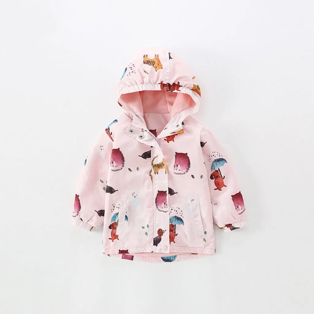 Baby Girl Cartoon Animals Pattern Waterproof Cute Fleece Jacket Windbreaker by MyKids-USA™