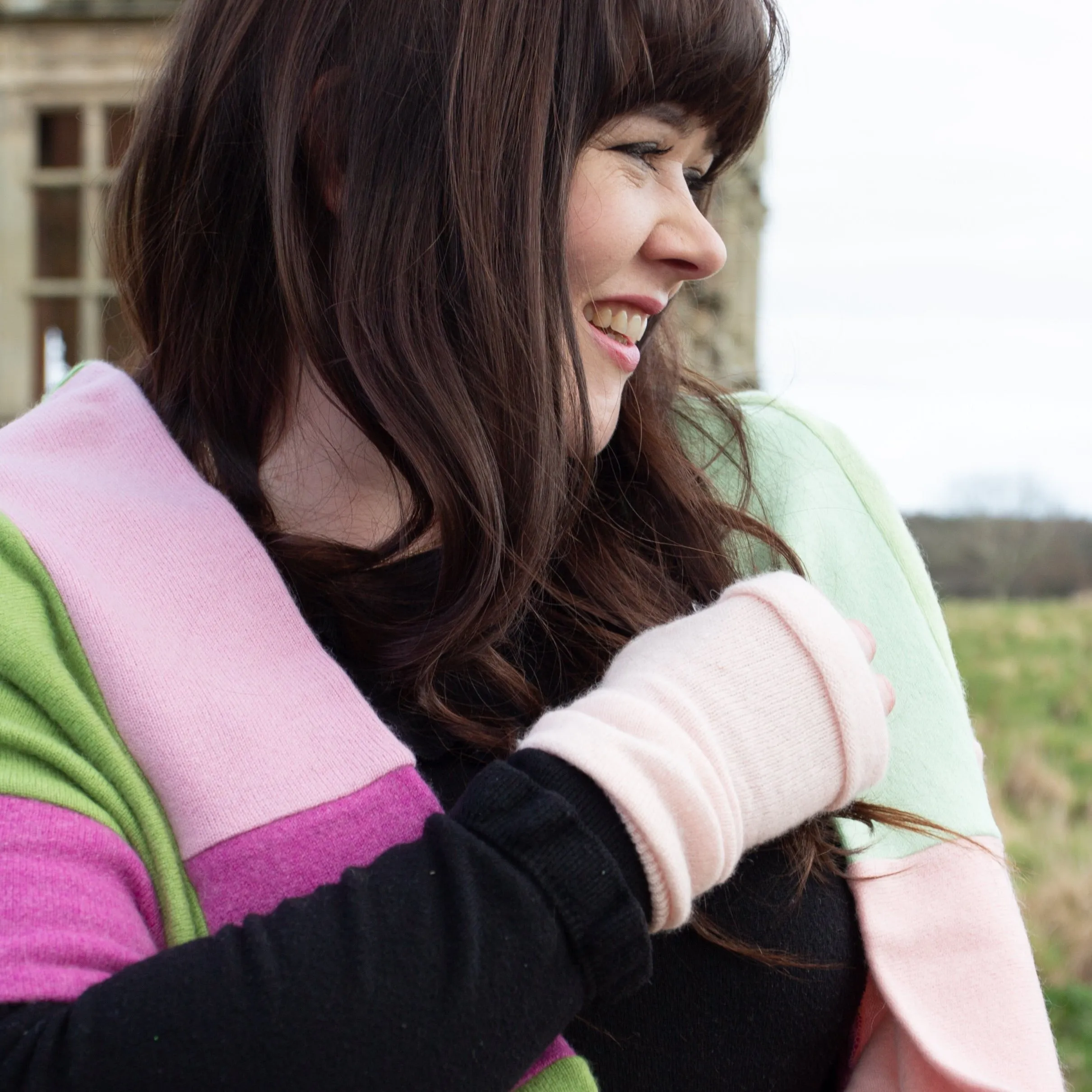 Baby Pink Cashmere Fingerless Gloves