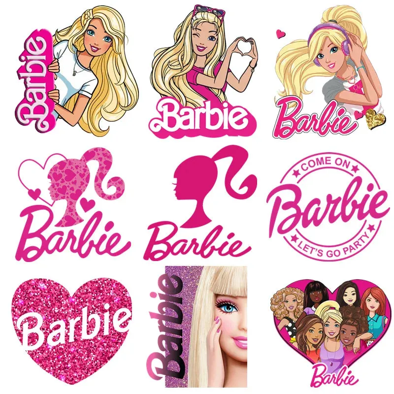 Barbie Princess Cartoon Patches for Clothes Vynil Heat Transfer Thermal Stickers DIY Kids T shirt Iron on for Women Appliqued