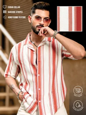 BARCODE STRIPE RUST SHIRT