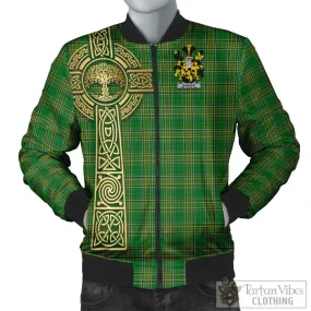 Barker Irish Clan Tartan Bomber Jacket with Coat of Arms Celtic Tree of Life Style