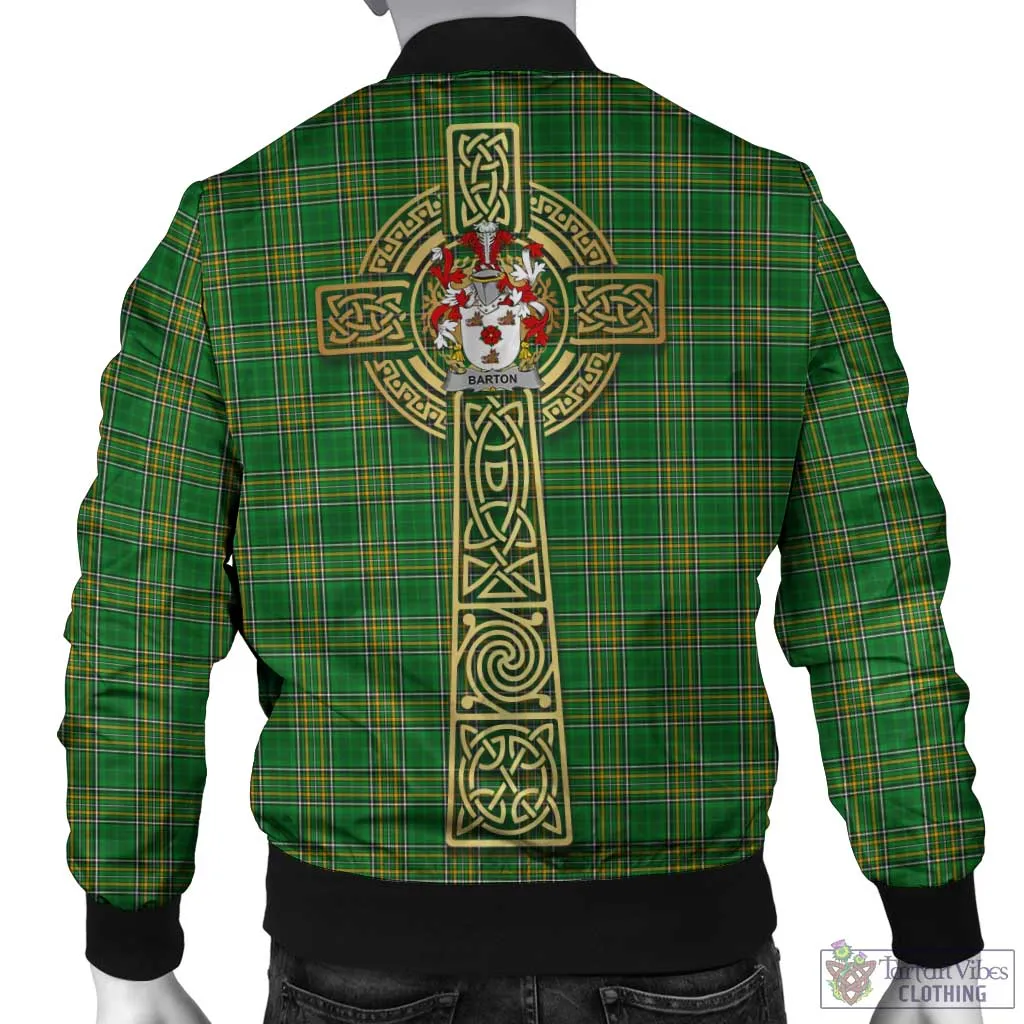 Barton Irish Clan Tartan Bomber Jacket with Coat of Arms Celtic Tree of Life Style