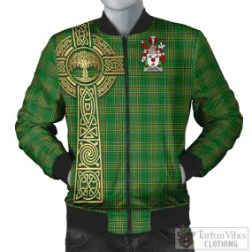 Barton Irish Clan Tartan Bomber Jacket with Coat of Arms Celtic Tree of Life Style